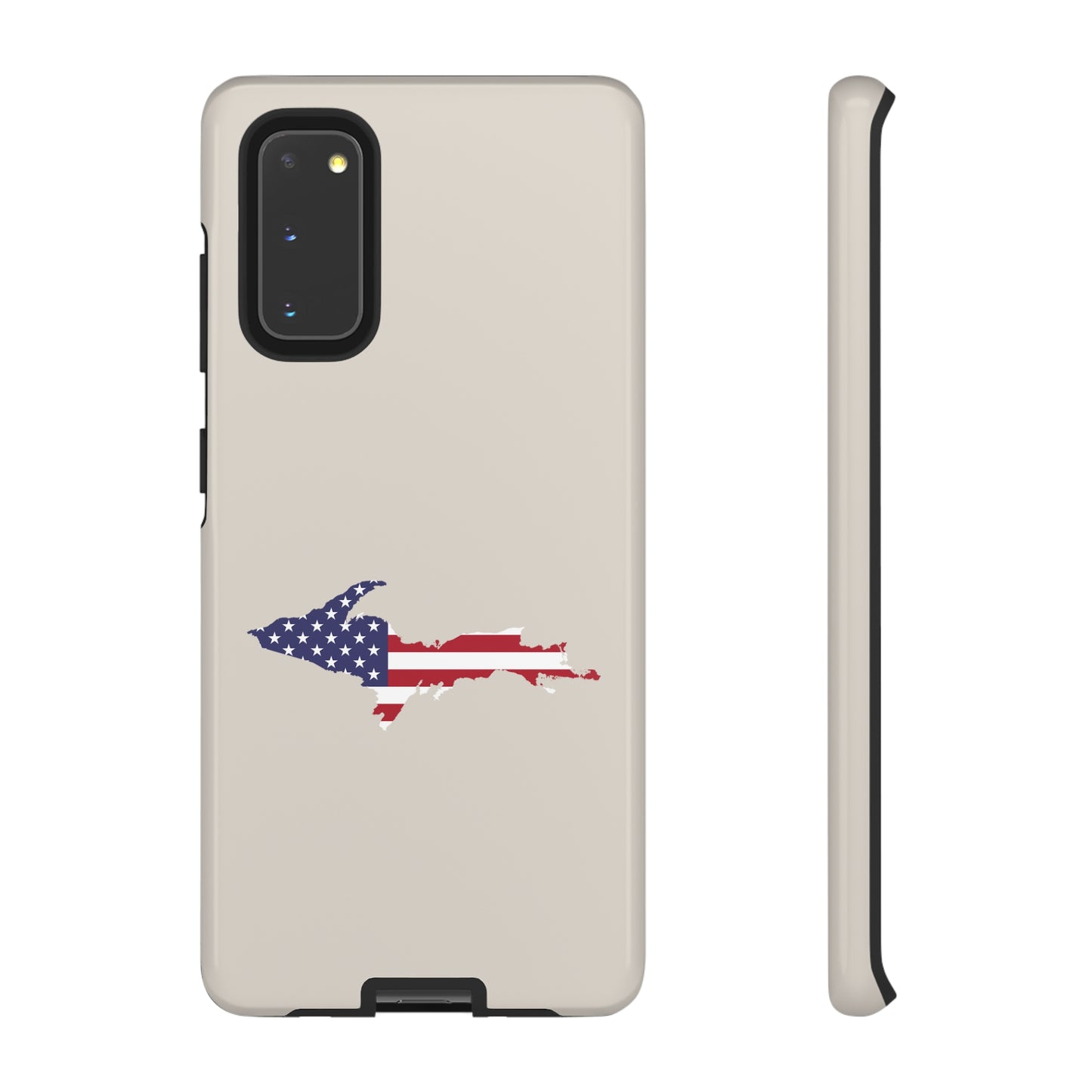 Michigan Upper Peninsula Tough Phone Case (Canvas Color w/ UP USA Flag Outline) | Samsung & Pixel Android