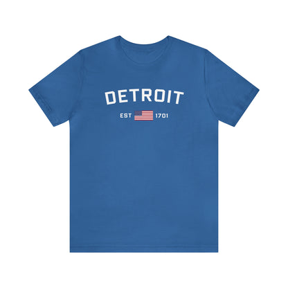 'Detroit EST 1701' T-Shirt (w/ USA Flag Outline) | Unisex Standard Fit