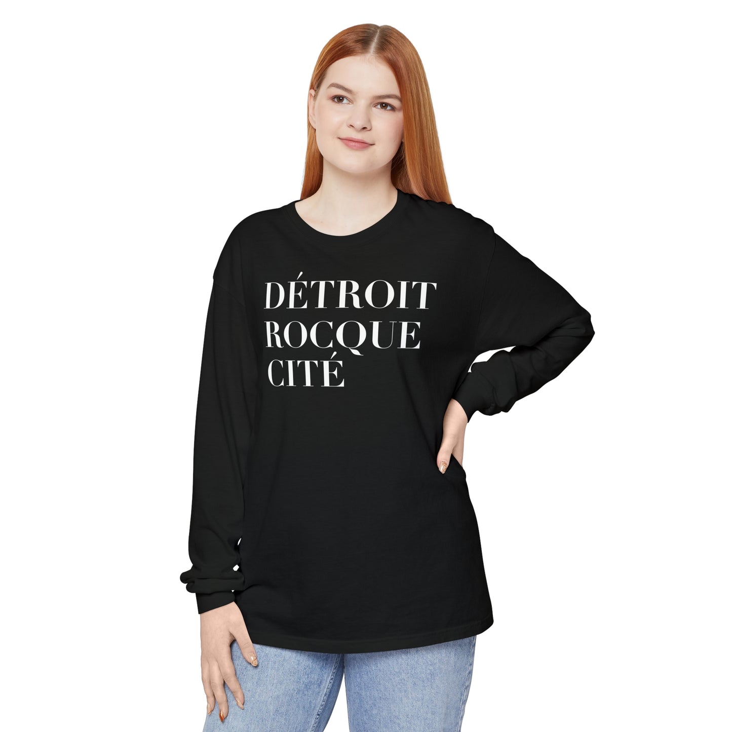 'Détroit Rocque Cité' Garment-Dyed T-Shirt | Unisex Long Sleeve
