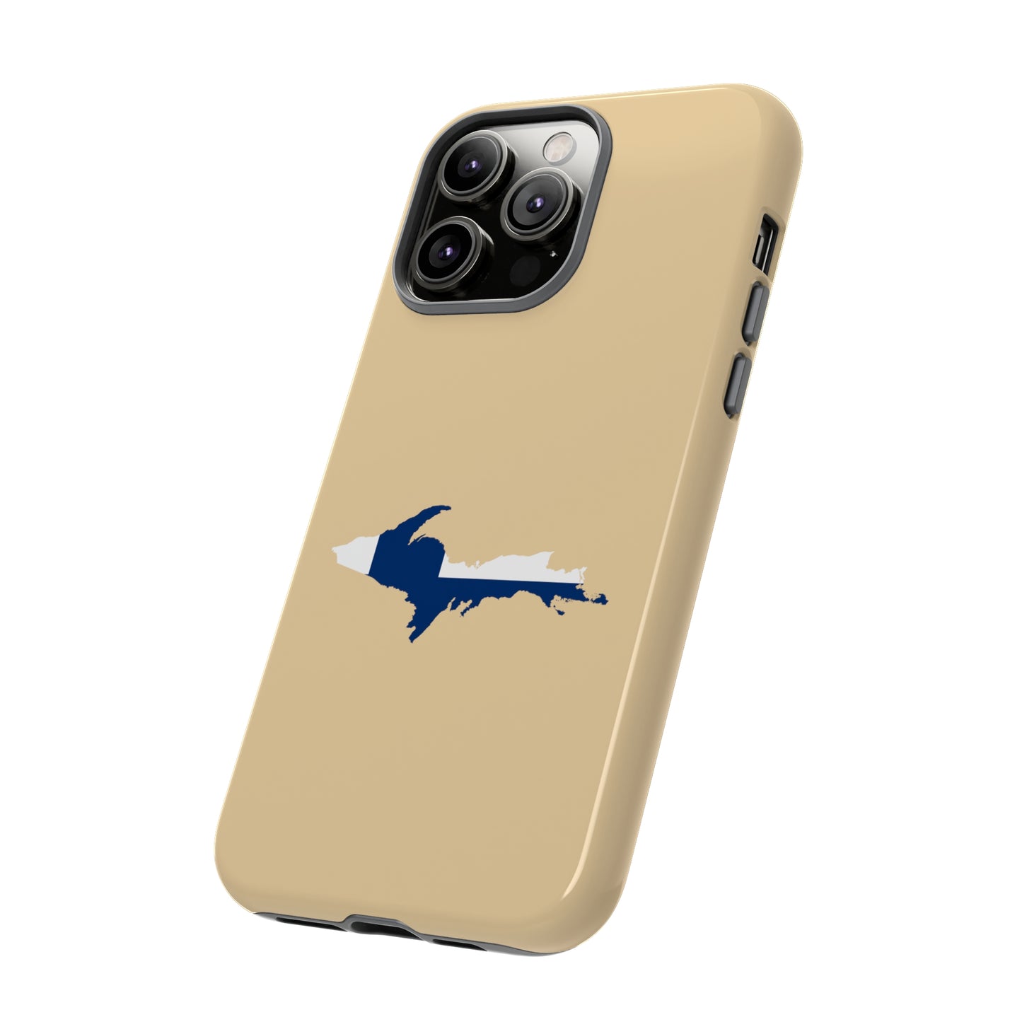 Michigan Upper Peninsula Tough Phone Case (Maple Color w/ UP Finland Flag Outline) | Apple iPhone