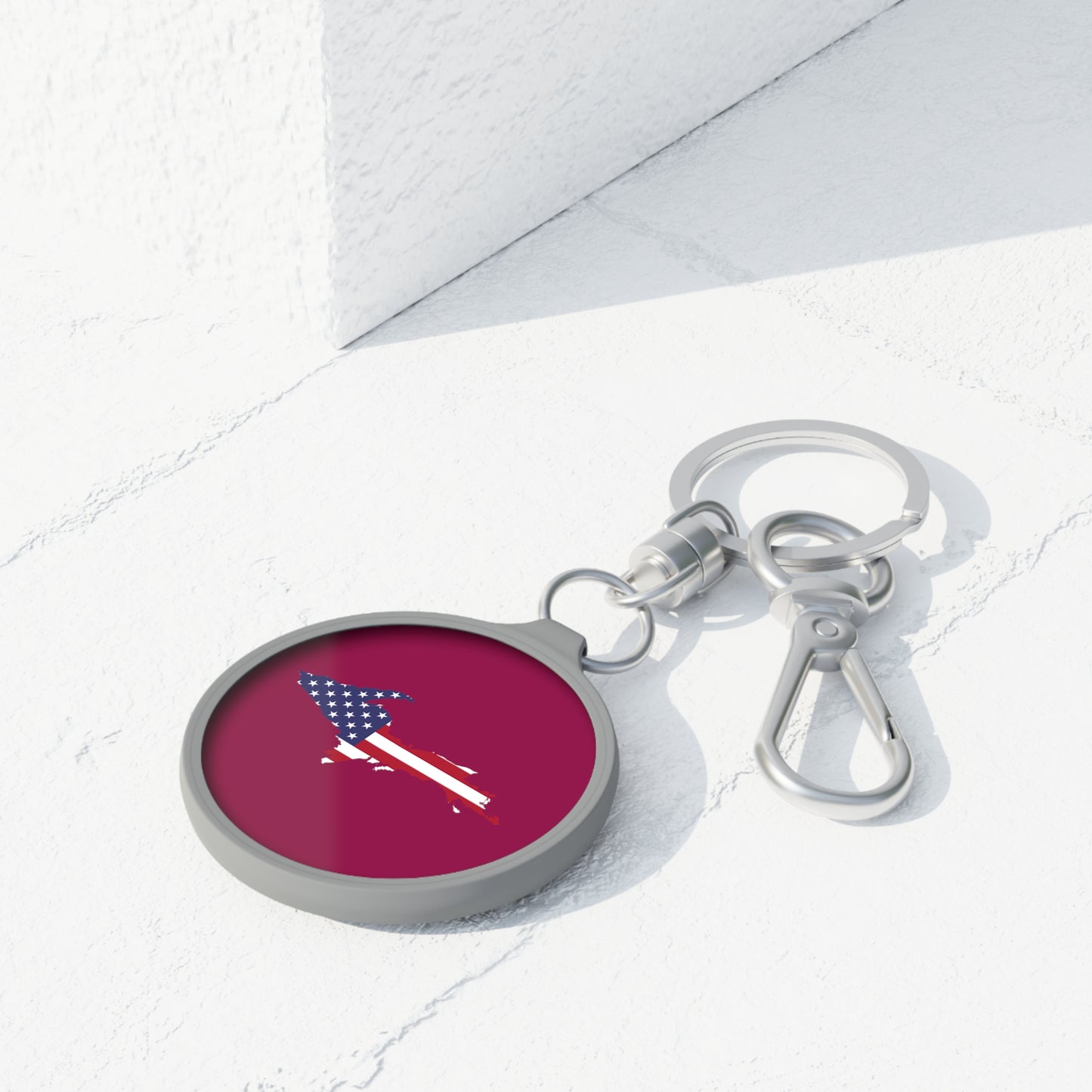 Michigan Upper Peninsula Keyring (w/ UP USA Flag) | Ruby Red