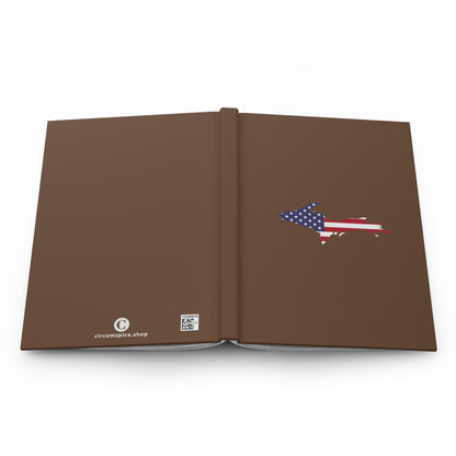 Michigan Upper Peninsula Hardcover Journal (w/ UP USA Flag) | Ruled - Coffee Color