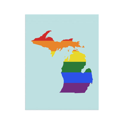 Michigan Rainbow Pride Home & Garden Flag (w/ MI Outline) | Cyan