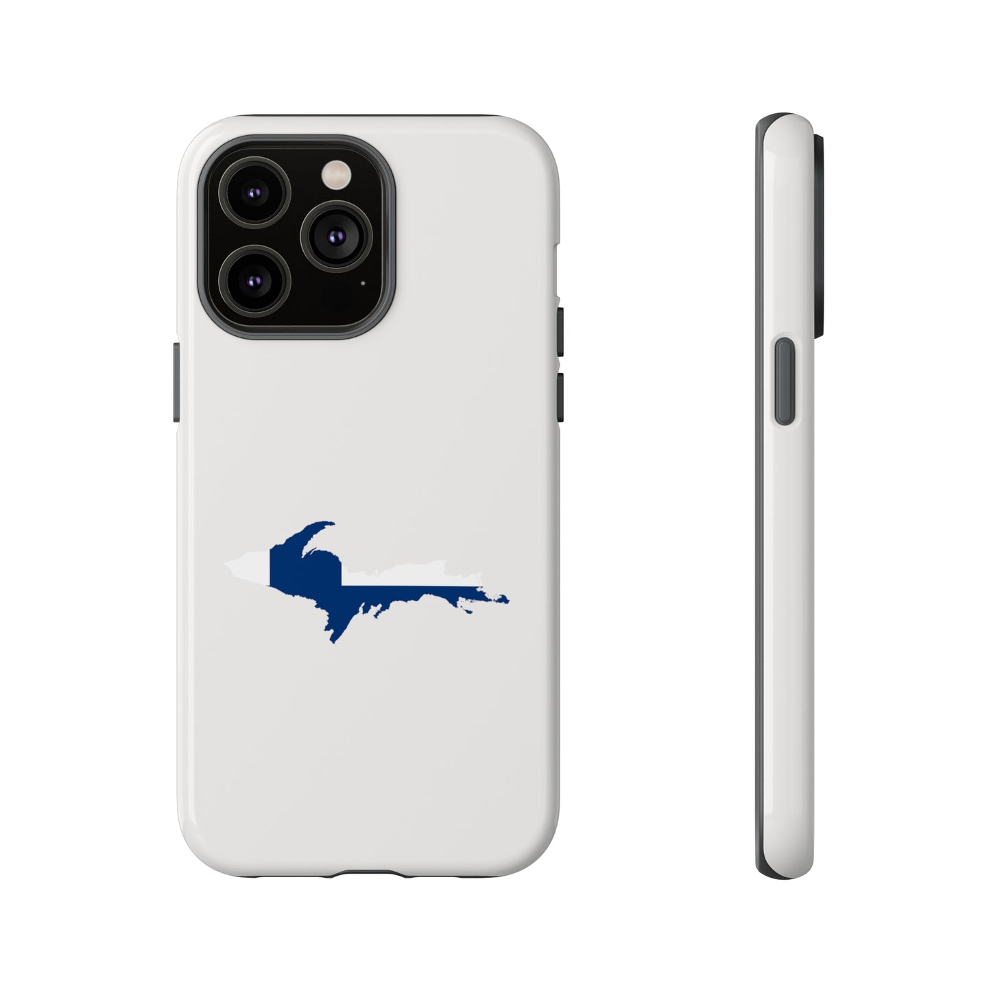 Michigan Upper Peninsula Tough Phone Case (Birch Bark White w/ UP Finland Flag Outline) | Apple iPhone