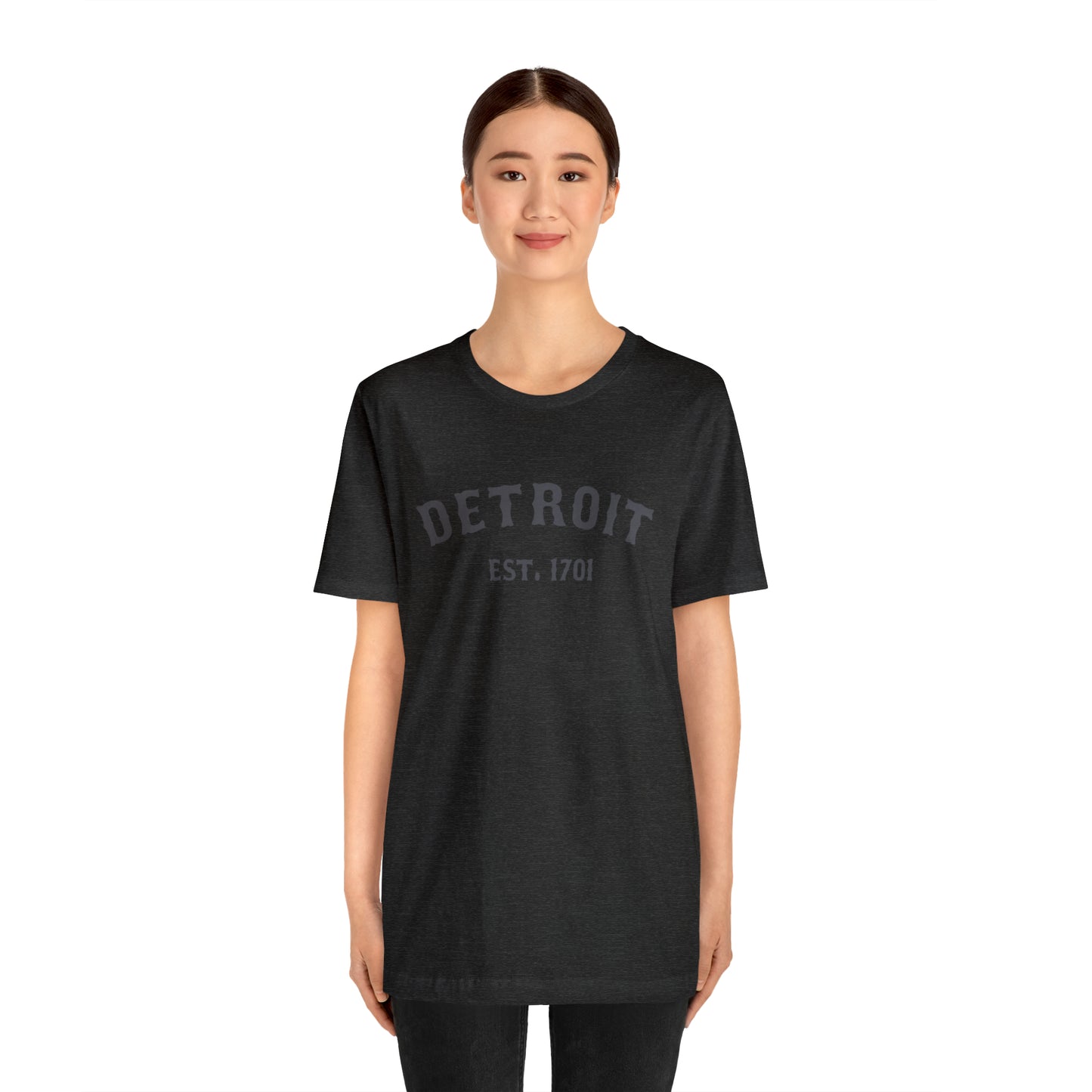 'Detroit EST. 1701' T-Shirt (Iron Ore Grey Ballpark Font) | Unisex Standard