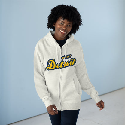 Detroit EST 1701' Hoodie (Gold/Navy Script Font) | Unisex Full Zip