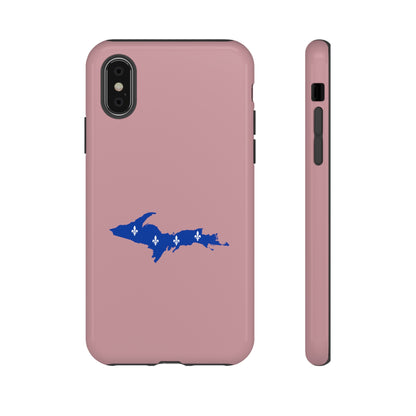 Michigan Upper Peninsula Tough Phone Case (Cherry Blossom Pink w/ UP Quebec Flag Outline) | Apple iPhone