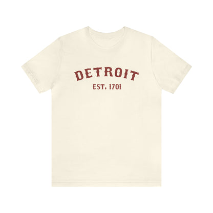 Detroit EST. 1701' T-Shirt (Ore Dock Red Ballpark Font) | Unisex Standard