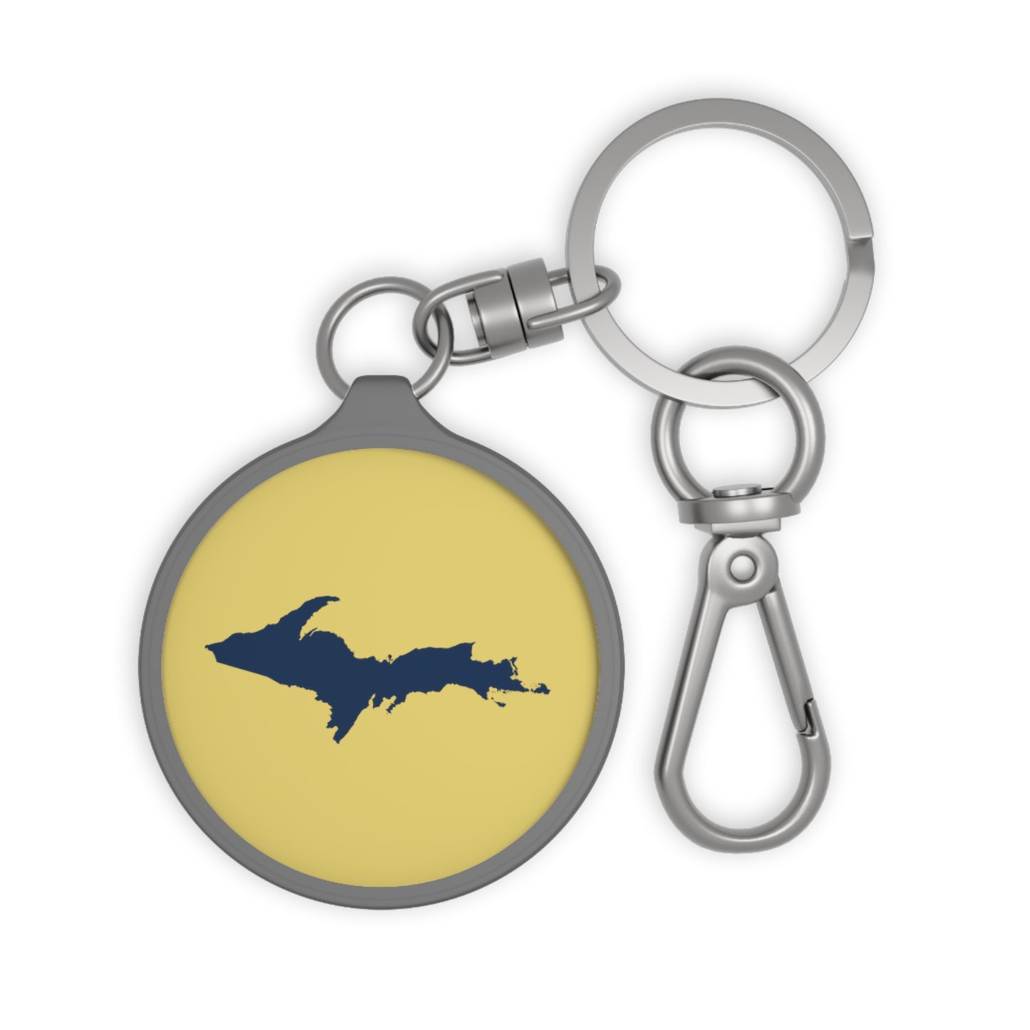 Michigan Upper Peninsula Keyring (w/ Navy UP Outline) | Plum Yellow