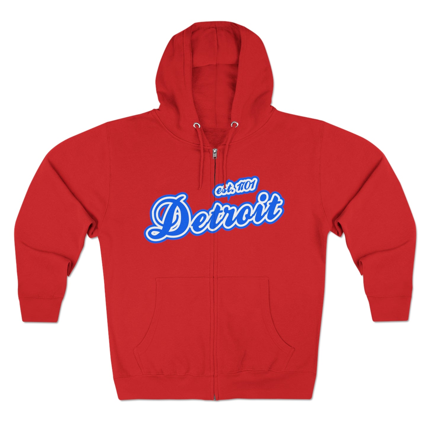 'Detroit EST 1701' Hoodie (Motor Town Blue Script Font) | Unisex Full Zip