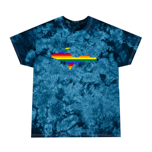 Michigan Upper Peninsula Tie-Dye T-Shirt (w/ UP Pride Flag) | Unisex Crystal