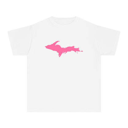 Michigan Upper Peninsula T-Shirt (w/ Pink UP Outline) | Youth Garment-Dyed