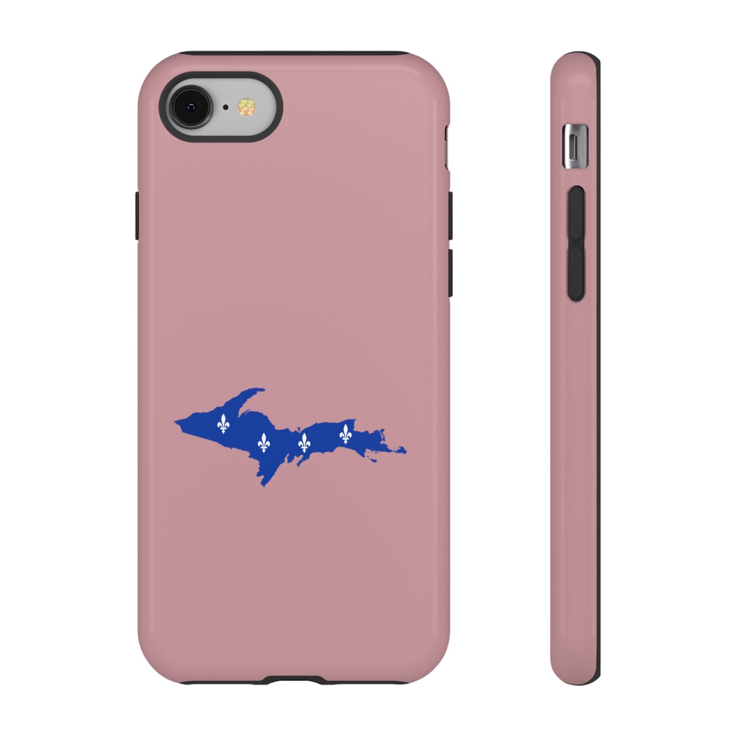 Michigan Upper Peninsula Tough Phone Case (Cherry Blossom Pink w/ UP Quebec Flag Outline) | Apple iPhone