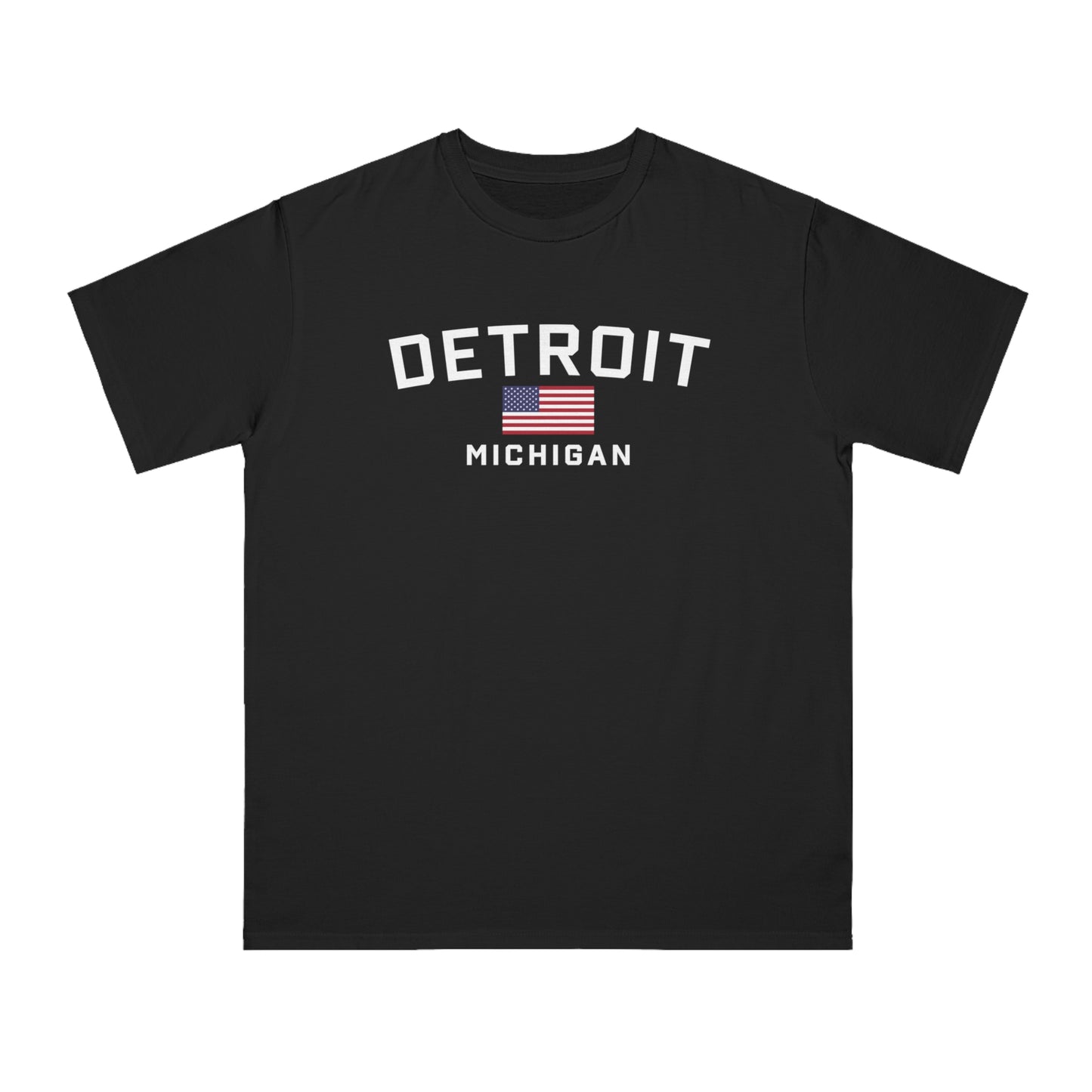 'Detroit Michigan' T-Shirt (w/ USA Flag) | Organic Unisex