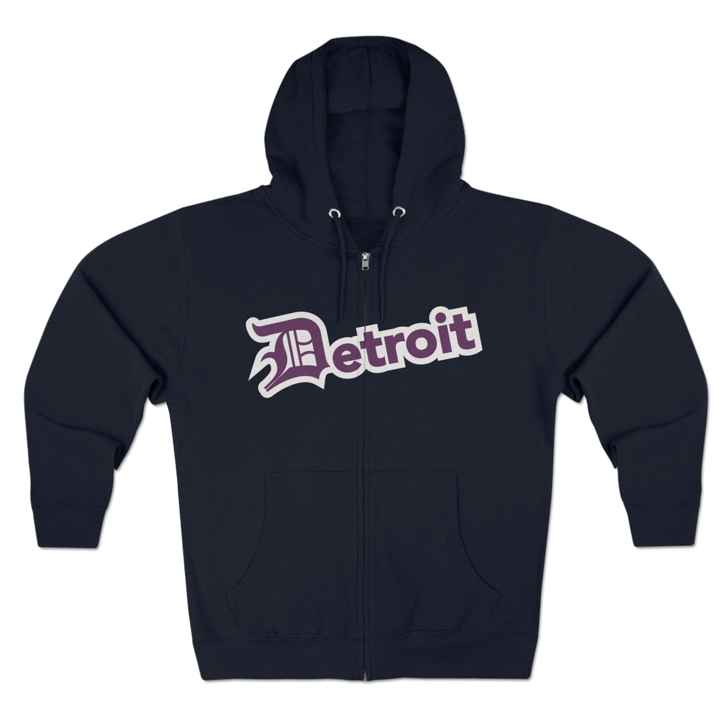 'Detroit' Hoodie (Plum w/ Old English 'D') | Unisex Full Zip