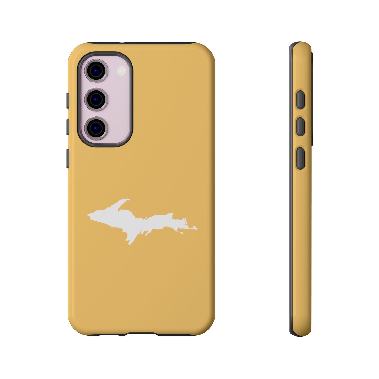 Michigan Upper Peninsula Tough Phone Case (Citrine Color w/ UP Outline) | Samsung & Pixel Android