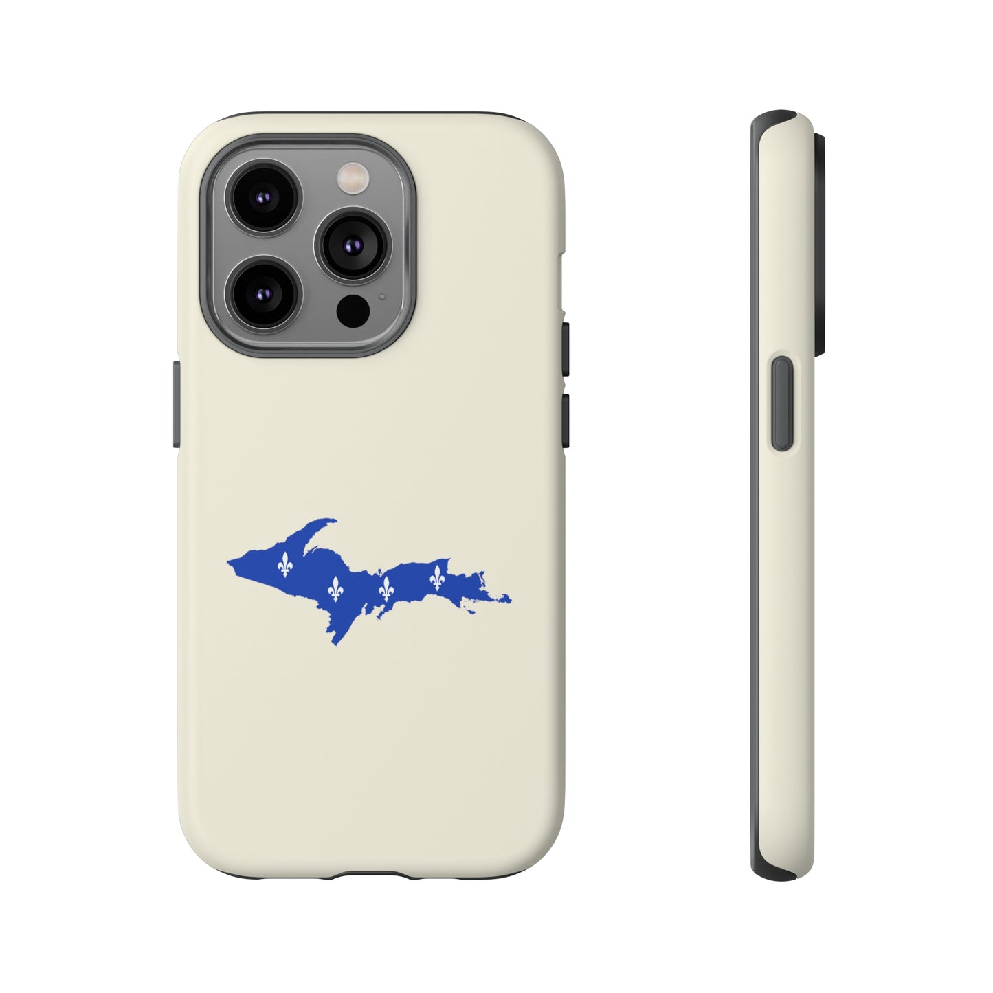 Michigan Upper Peninsula Tough Phone Case (Ivory White w/ UP Quebec Flag Outline) | Apple iPhone