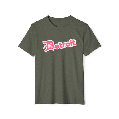 Detroit' T-Shirt (Rhodochrosite Pink Old English 'D') | Unisex Recycled Organic