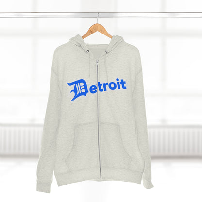 'Detroit' Hoodie (Motor Town Blue w/ Old English 'D') | Unisex Full Zip