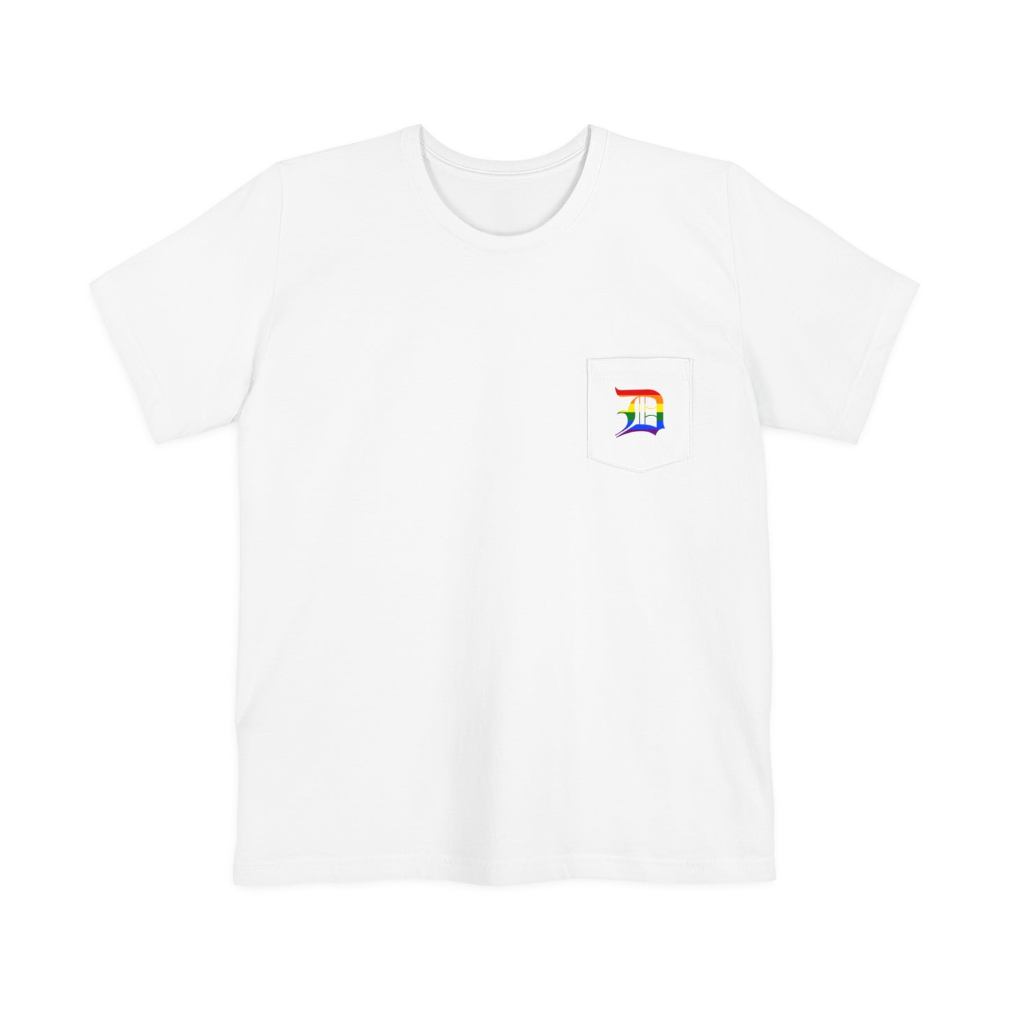 Detroit 'Old English D' Pocket T-Shirt (Rainbow Pride Edition) | Unisex Standard