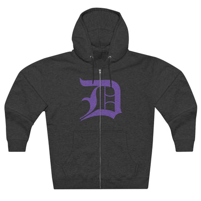 Detroit 'Old English D' Hoodie (Full-Body Lake Iris) | Unisex Full Zip