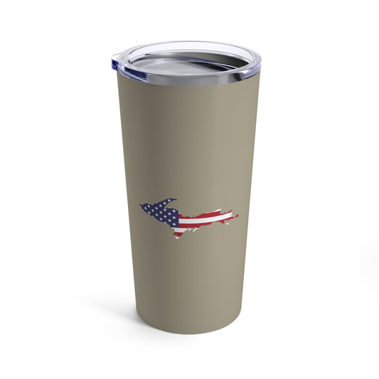 Michigan Upper Peninsula Tumbler (w/ UP USA Flag) | Petoskey Stone Beige - 20oz