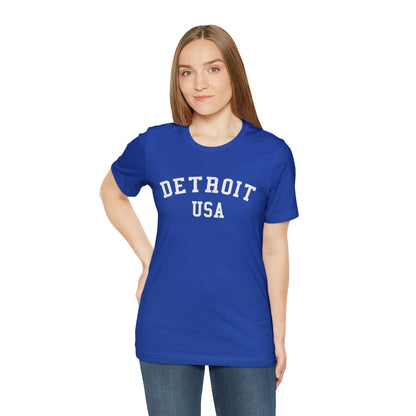 'Detroit USA' T-Shirt (Collegiate Font) | Unisex Standard