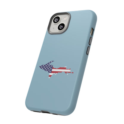 Michigan Upper Peninsula Tough Phone Case (Opal Blue w/ UP USA Flag Outline) | Apple iPhone