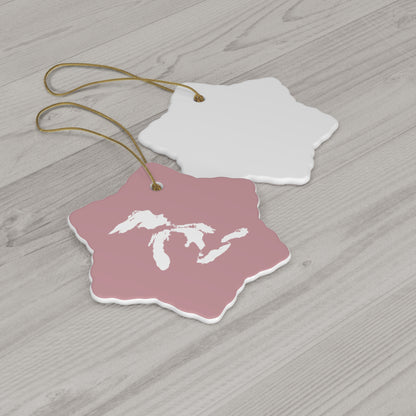 Great Lakes Christmas Ornament (Cherry Blossom Pink) | Ceramic - 4 Shapes