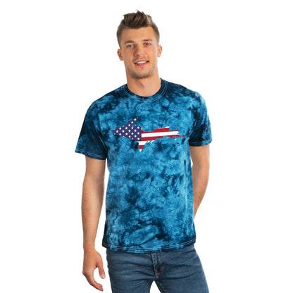 Michigan Upper Peninsula Tie-Dye T-Shirt (w/ UP USA Flag) | Unisex Crystal