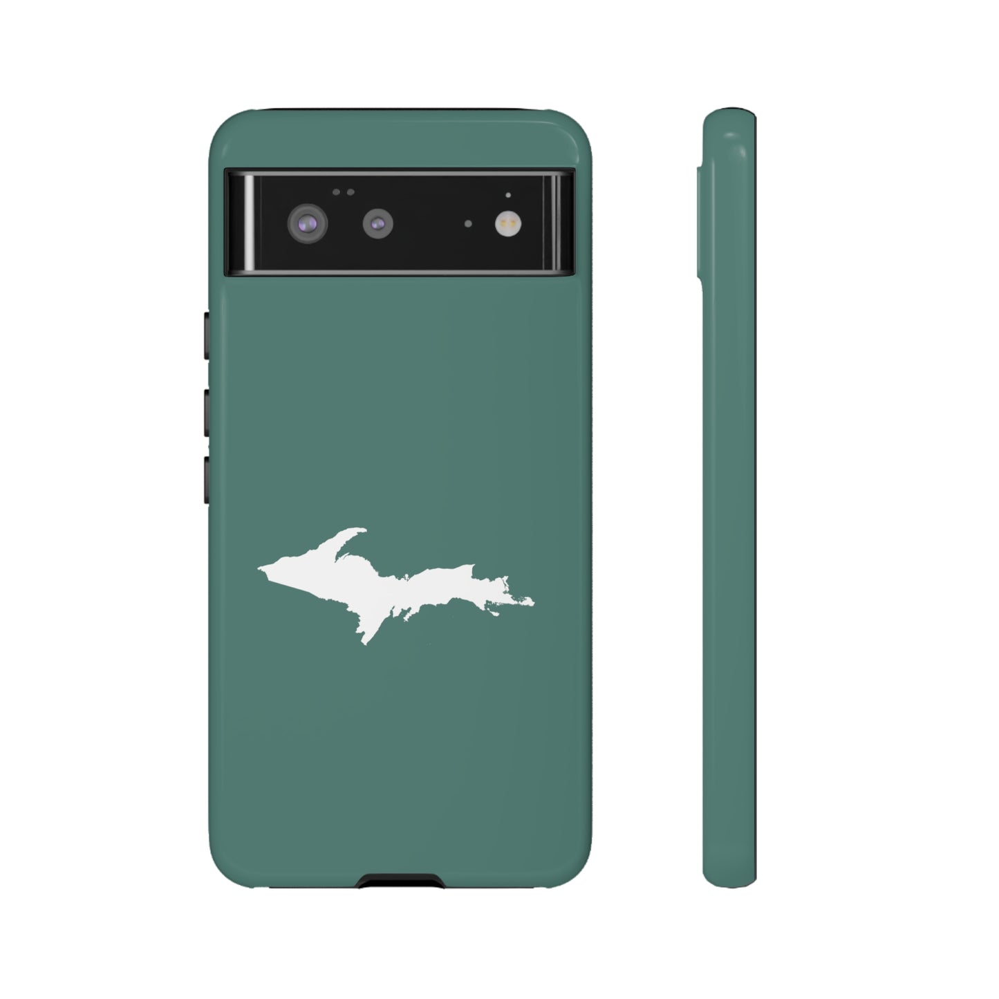 Michigan Upper Peninsula Tough Phone Case (Copper Green w/ UP Outline) | Samsung & Pixel Android