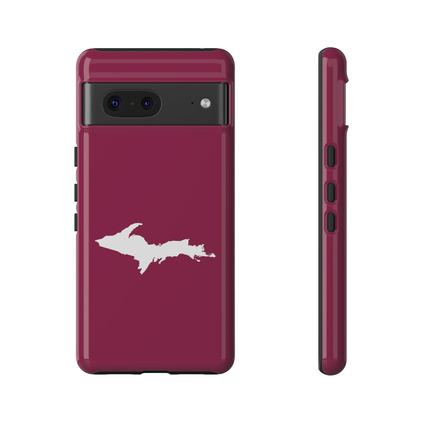 Michigan Upper Peninsula Tough Phone Case (Ruby Red w/ UP Outline) | Samsung & Pixel Android