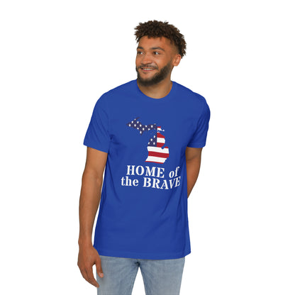 'Home of the Brave' T-Shirt (w/ MI USA Flag) | Made in USA