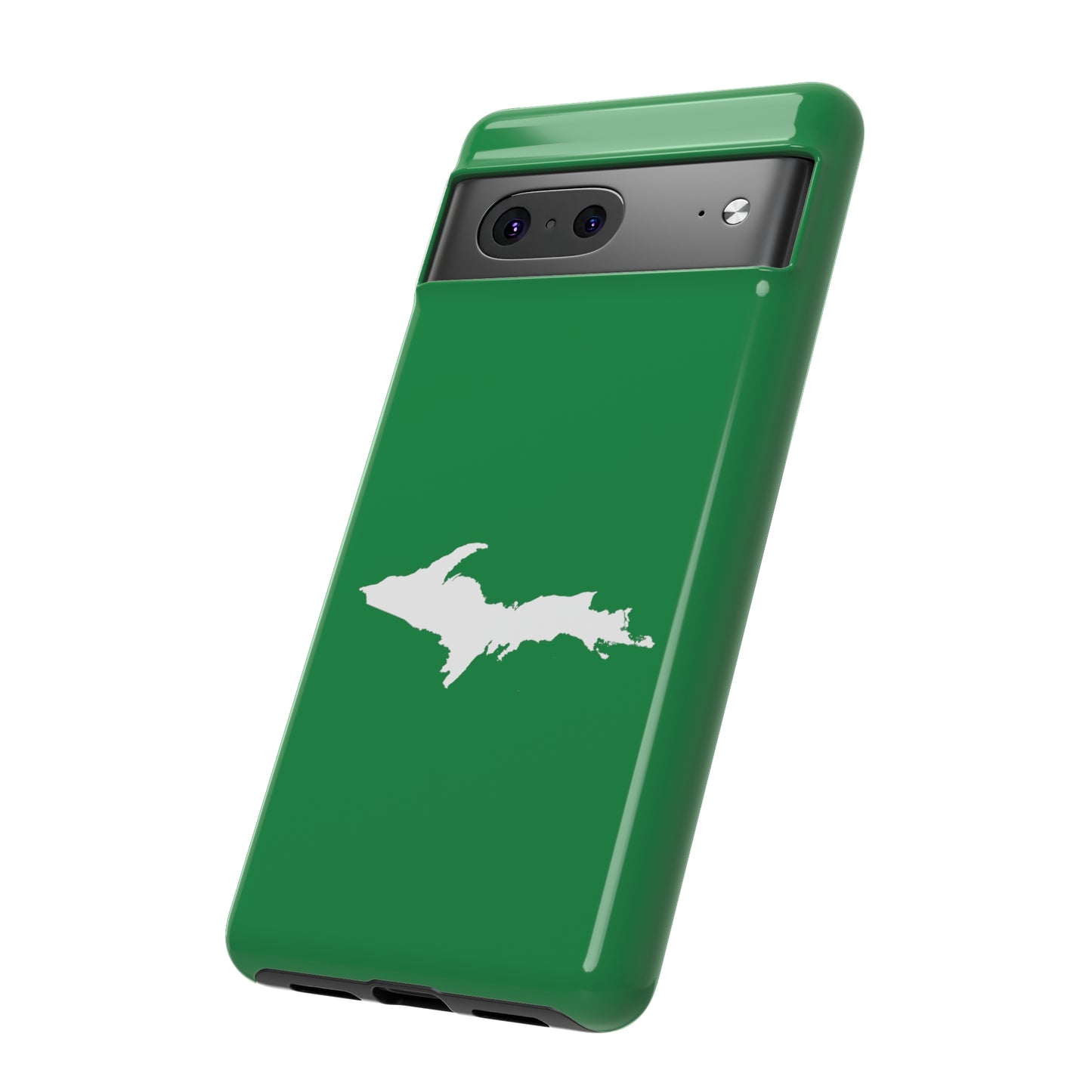 Michigan Upper Peninsula Tough Phone Case (Mackinac Bridge Green w/ UP Outline) | Samsung & Pixel Android