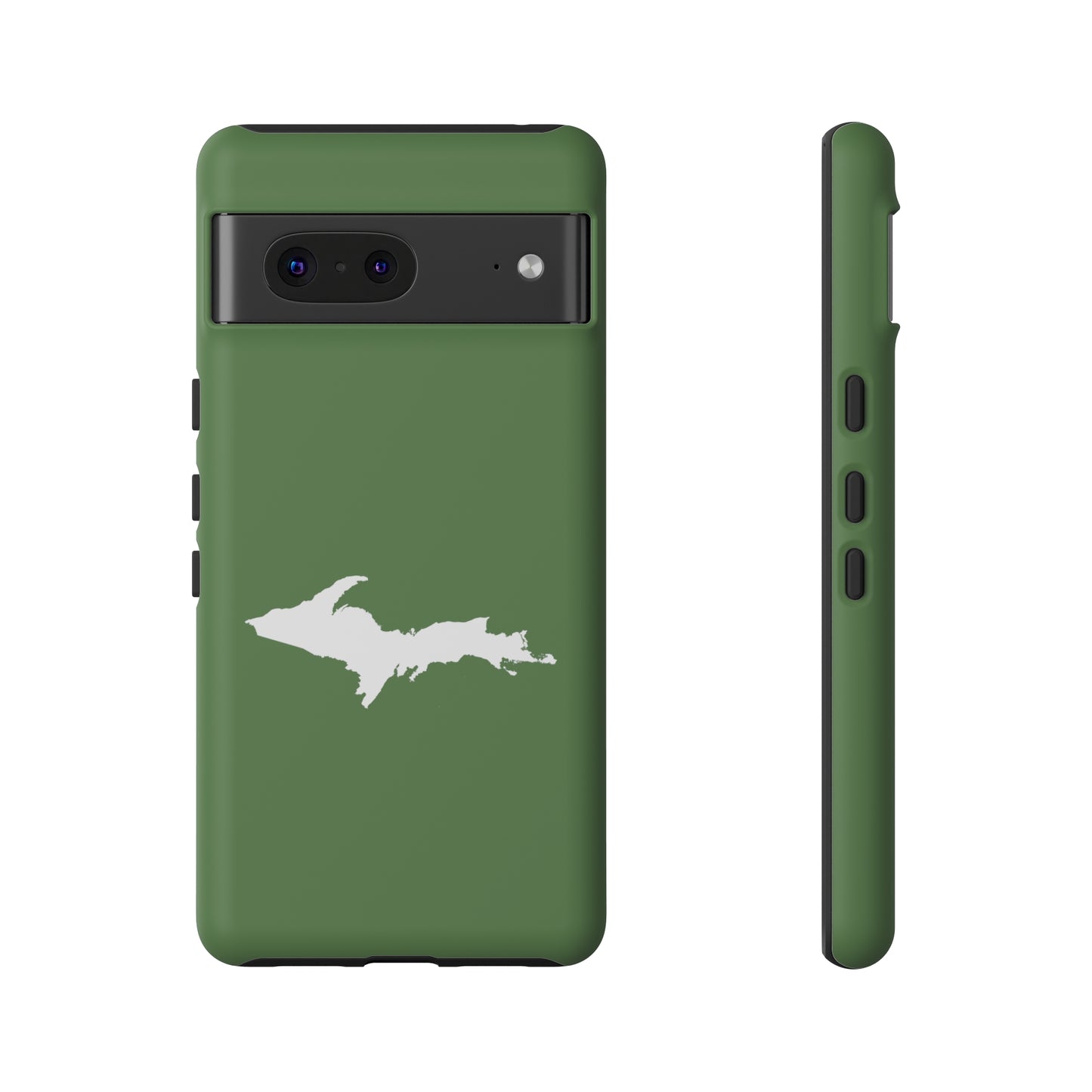 Michigan Upper Peninsula Tough Phone Case (Pine Green w/ UP Outline) | Samsung & Pixel Android