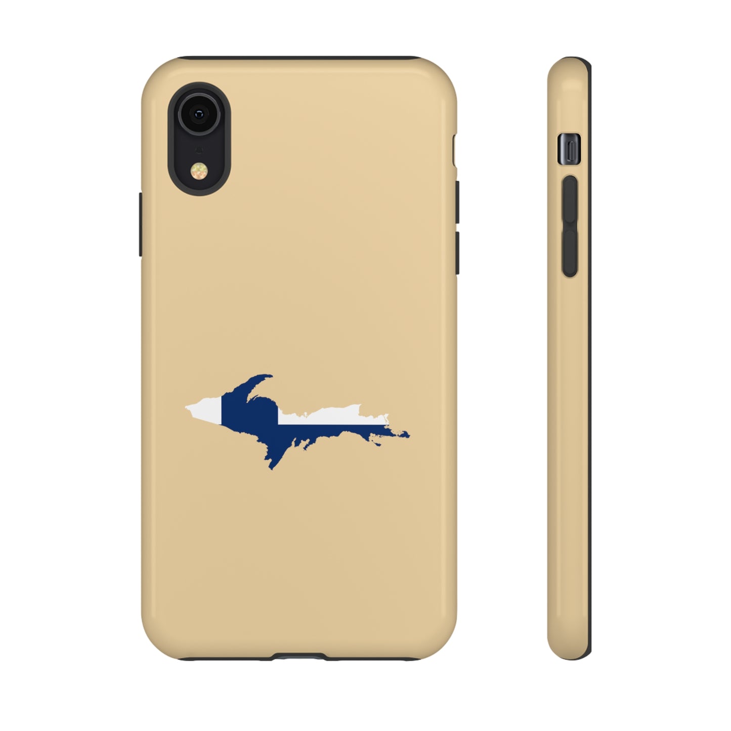 Michigan Upper Peninsula Tough Phone Case (Maple Color w/ UP Finland Flag Outline) | Apple iPhone