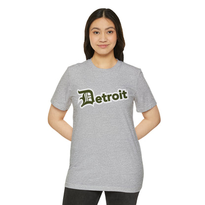 Detroit' T-Shirt (Army Green Old English 'D') | Unisex Recycled Organic