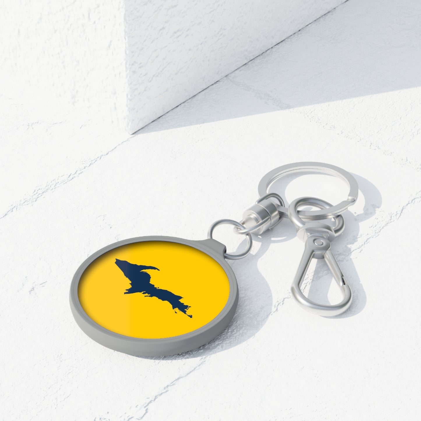 Michigan Upper Peninsula Keyring (w/ Navy UP Outline) | Maize