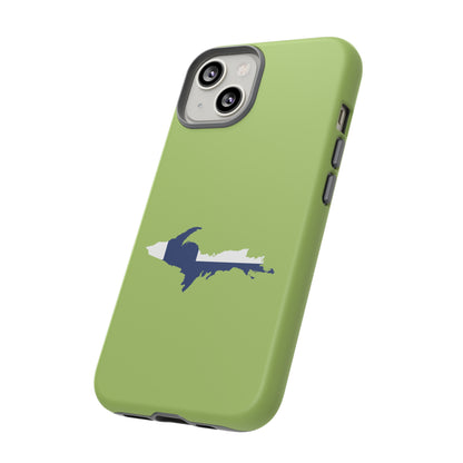 Michigan Upper Peninsula Tough Phone Case (Gooseberry Green w/ UP Finland Flag Outline) | Apple iPhone