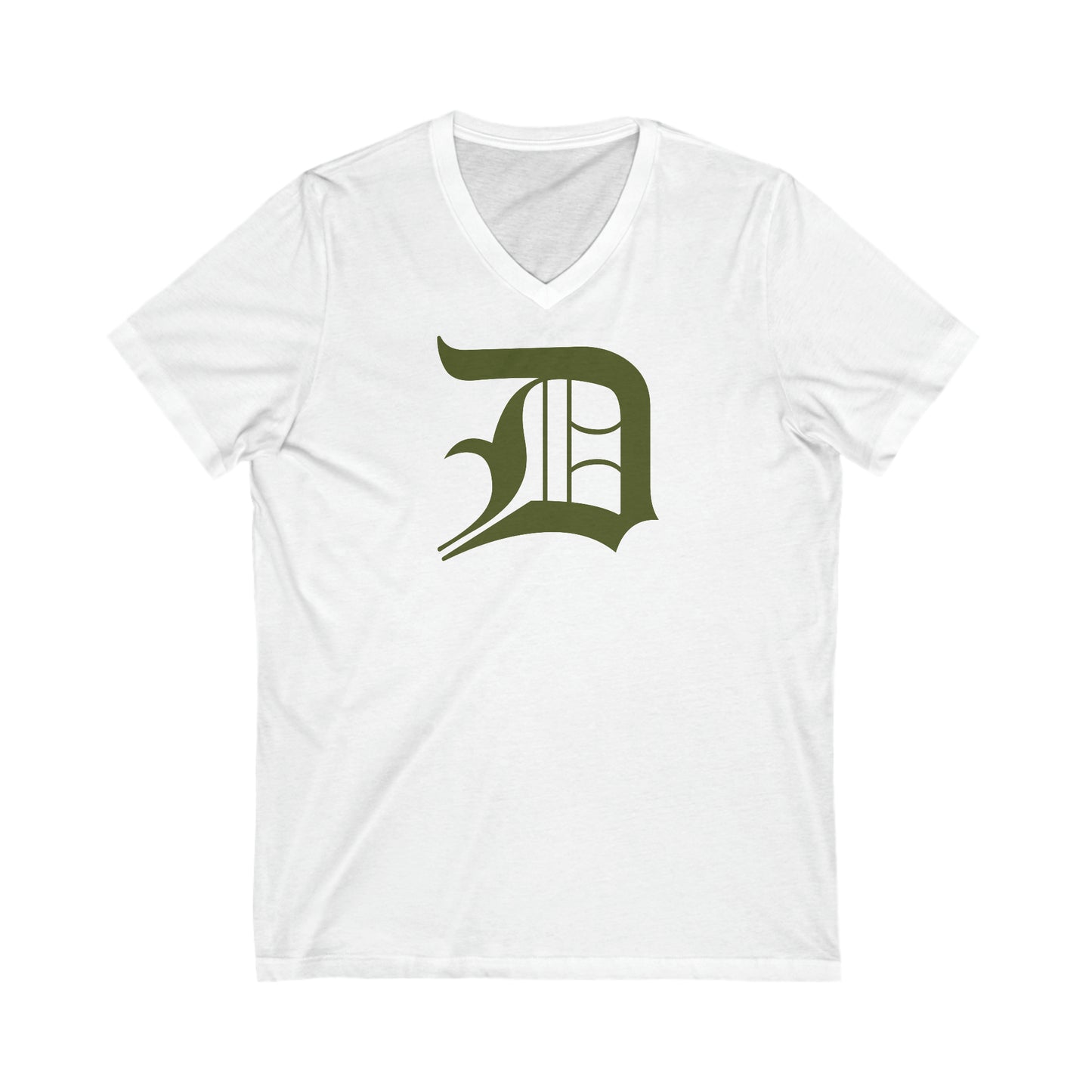 Detroit 'Old English D' T-Shirt (Army Green) | Unisex V-Neck