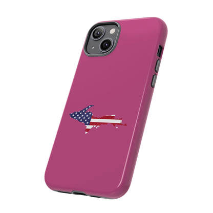 Michigan Upper Peninsula Tough Phone Case (Apple Blossom Pink w/ UP USA Flag Outline) | Apple iPhone