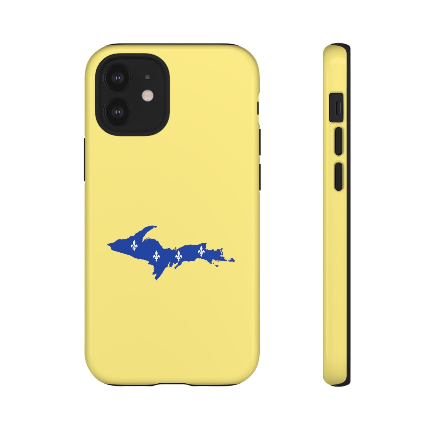 Michigan Upper Peninsula Tough Phone Case (Yellow Cherry Color w/ UP Quebec Flag Outline) | Apple iPhone