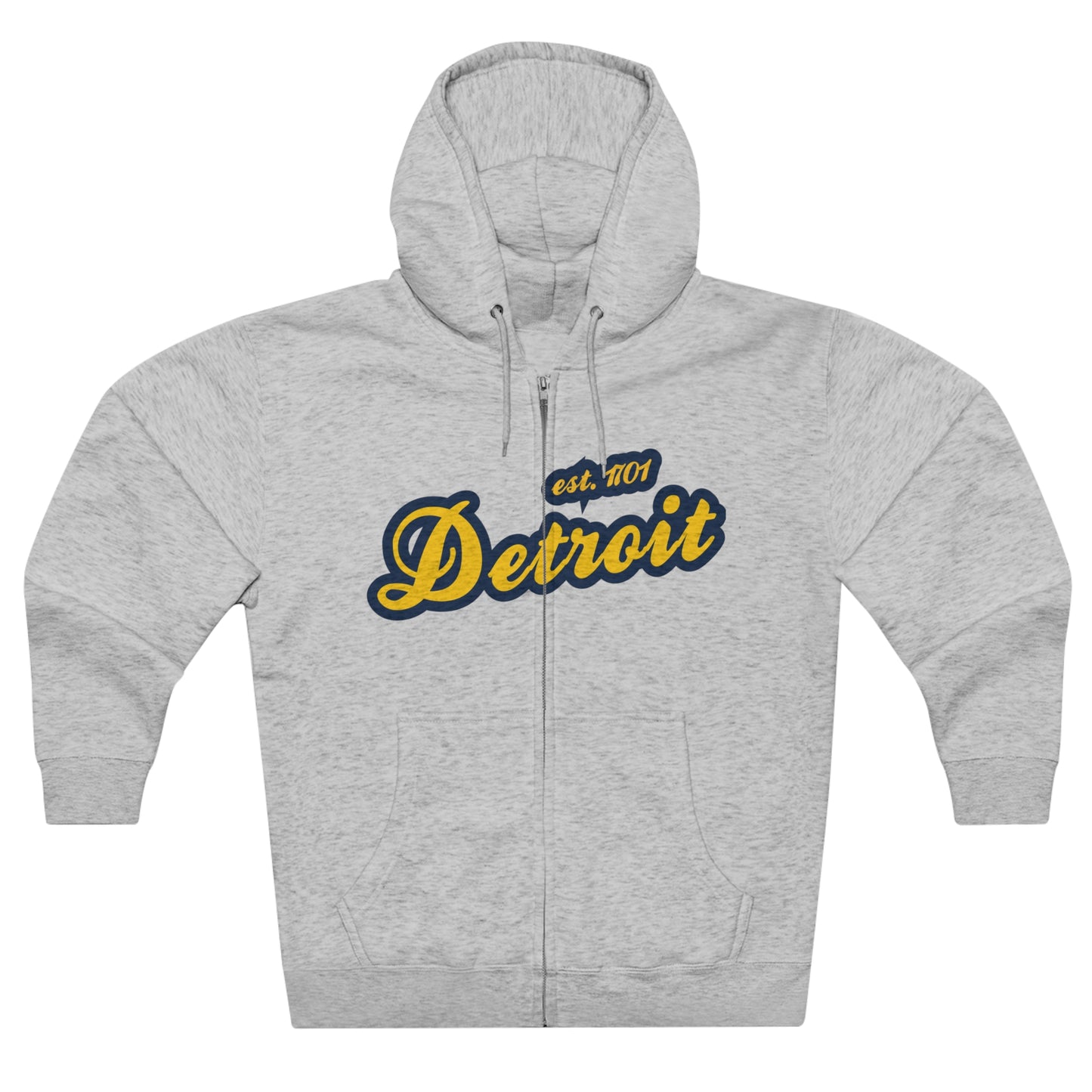 Detroit EST 1701' Hoodie (Gold/Navy Script Font) | Unisex Full Zip