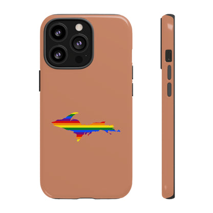 Michigan Upper Peninsula Tough Phone Case (Copper Color w/ UP Pride Flag Outline) | Apple iPhone