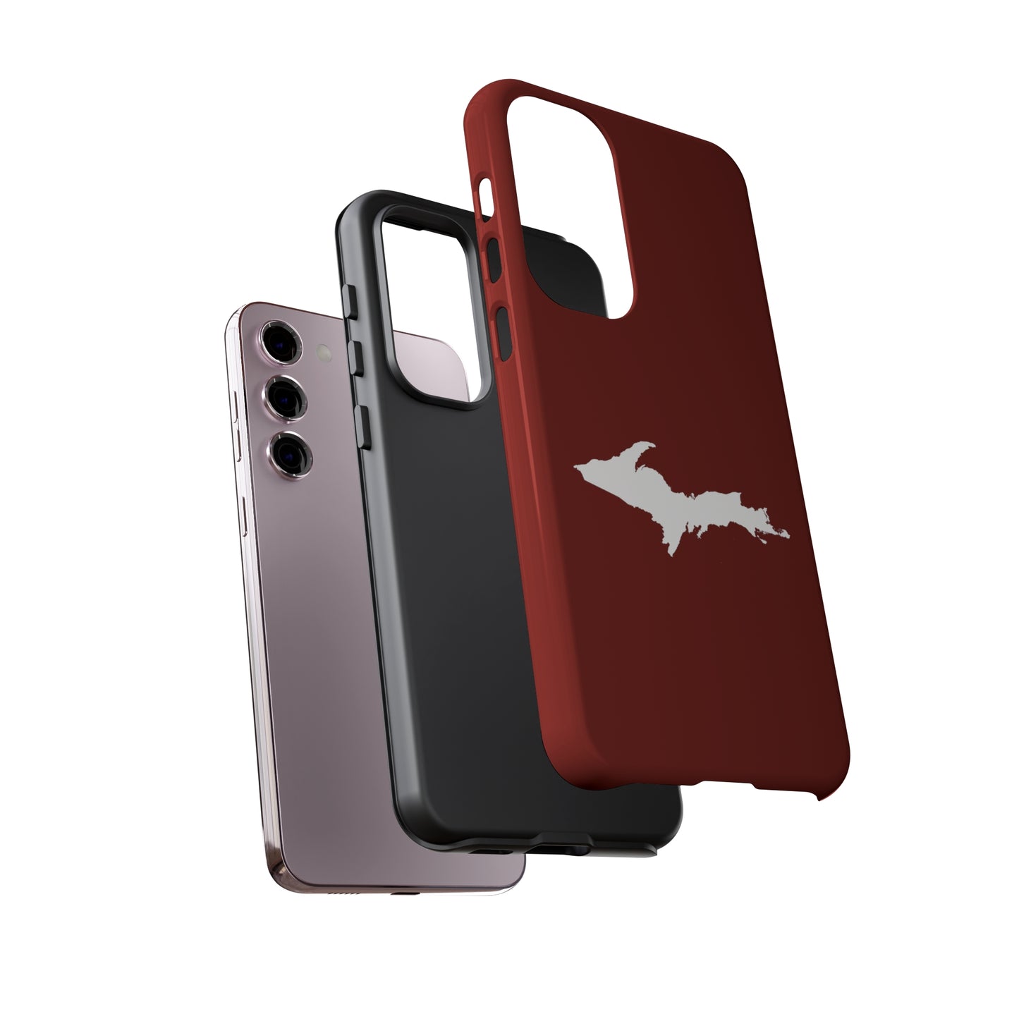 Michigan Upper Peninsula Tough Phone Case (Traverse Cherry Red w/ UP Outline) | Samsung & Pixel Android