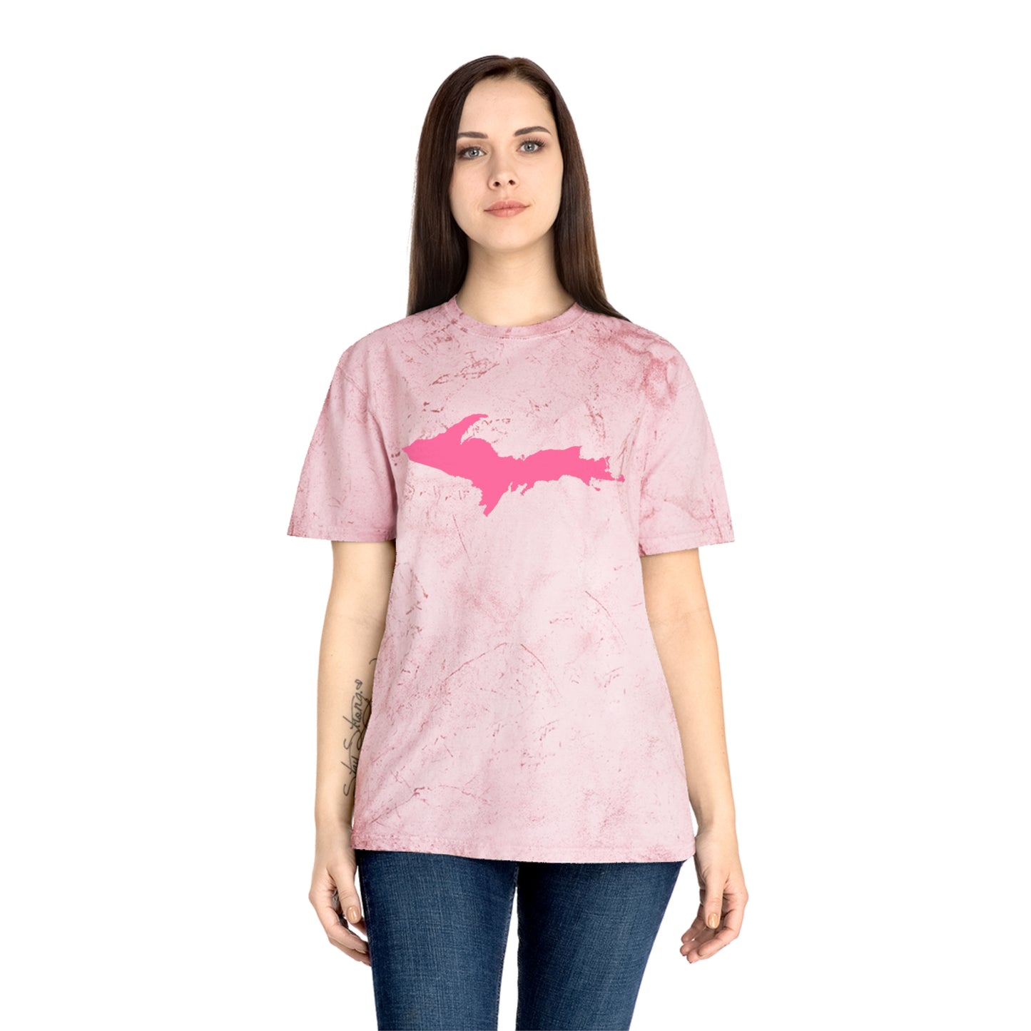 Michigan Upper Peninsula T-Shirt (w/ Pink UP Outline) | Unisex Color Blast