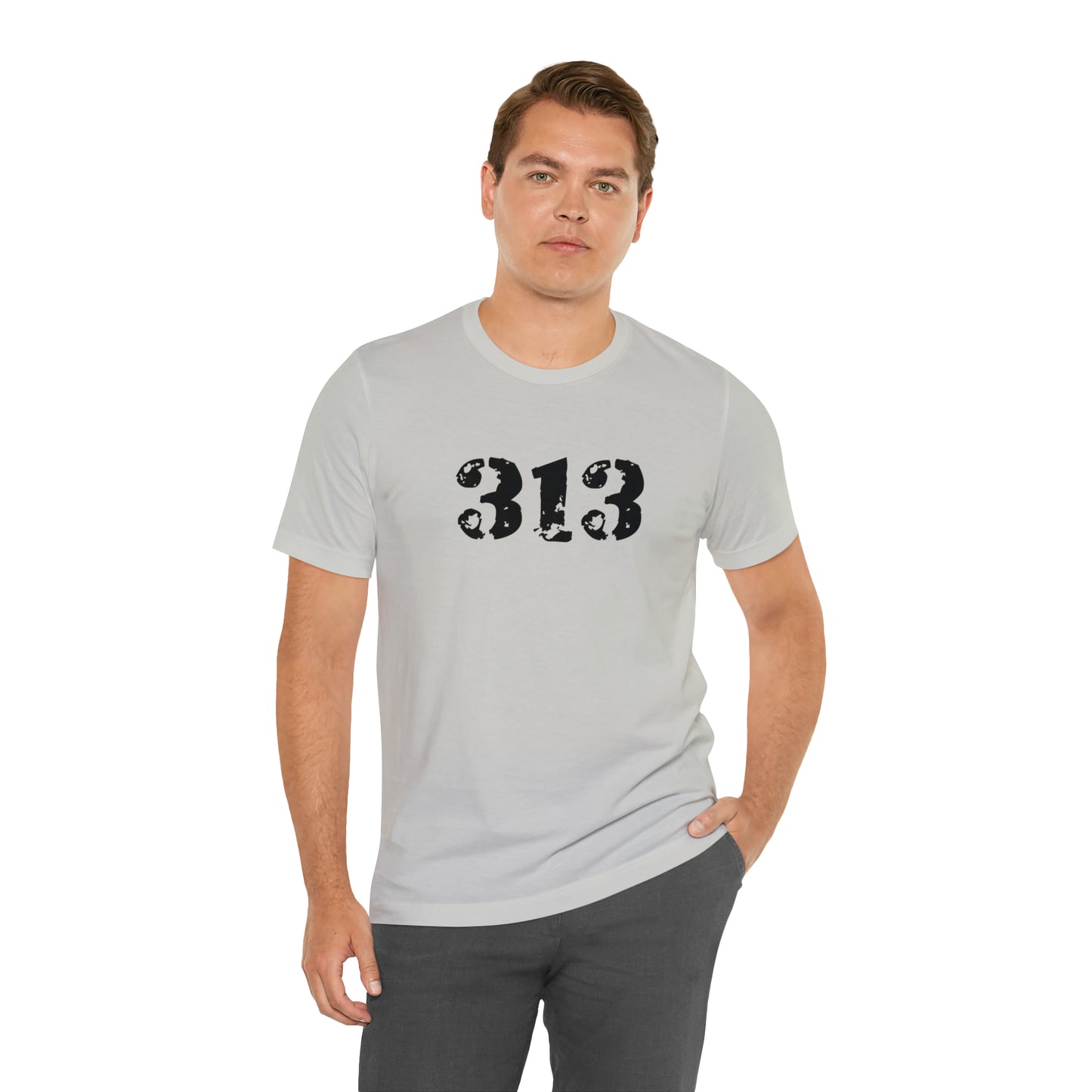 Detroit '313' T-Shirt (Distressed Stencil Font) | Unisex Standard Fit