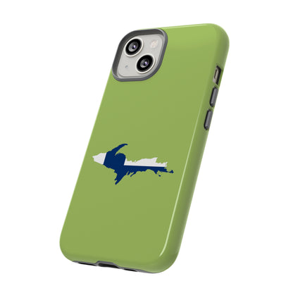 Michigan Upper Peninsula Tough Phone Case (Gooseberry Green w/ UP Finland Flag Outline) | Apple iPhone