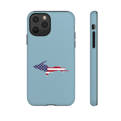 Michigan Upper Peninsula Tough Phone Case (Opal Blue w/ UP USA Flag Outline) | Apple iPhone