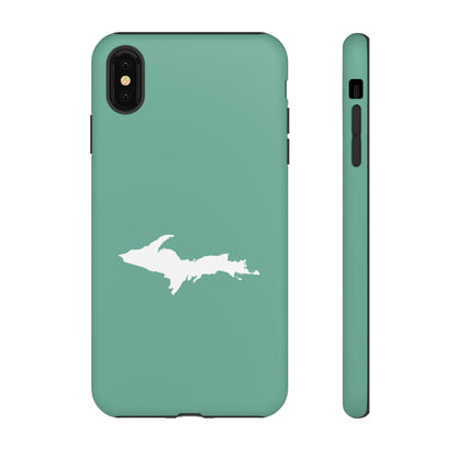 Michigan Upper Peninsula Tough Phone Case ('64 Metallic Mint Green w/ UP Outline) | Apple iPhone